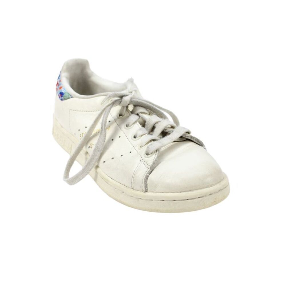 Adidas Stan Smith Womens Lace Up Floral Trim Leather Sneakers White Size 6